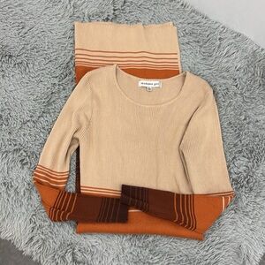 Madden Girl Multicolor Stripes ColorBlock Knit Long Sleeve Slit Dress Bodycon L